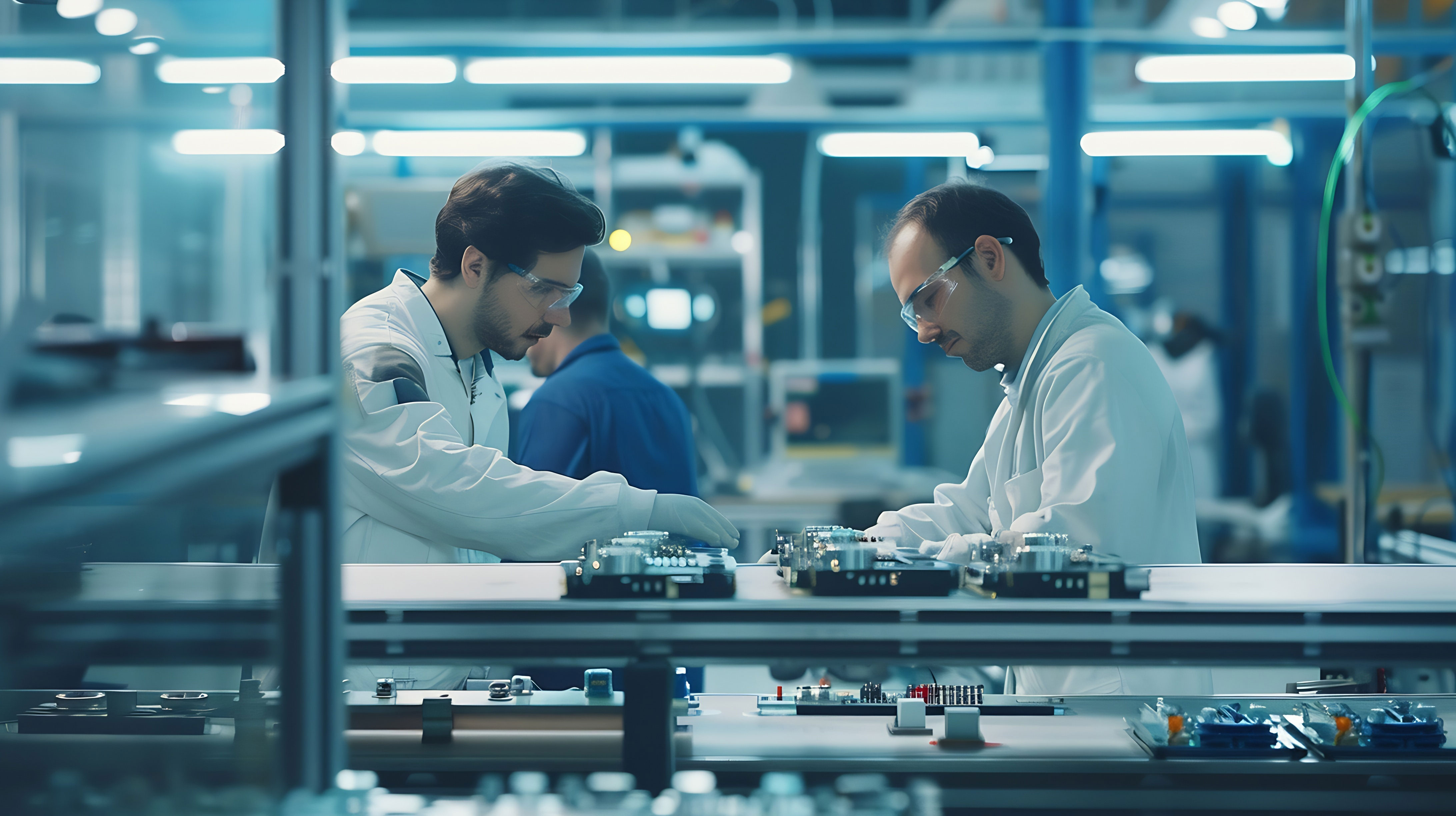 Ingenieure bei der Arbeit in einer modernen Produktionsanlage