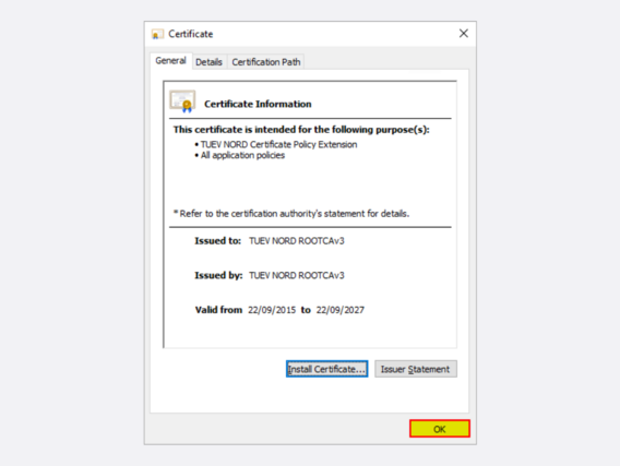 Certificate information