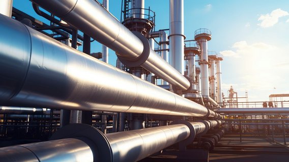 Industriepipelines Industriepipelines in einer Energieanlage als Symbol für digitale Pipeline-Analyse und Zustandsbewertung durch LOOP.