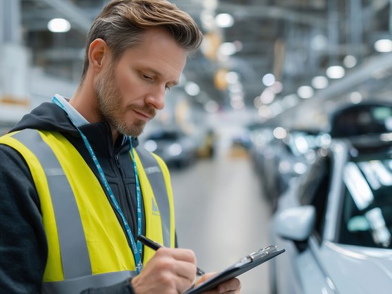 Ingenieur bei der Konformitätsbewertung in der Produktion