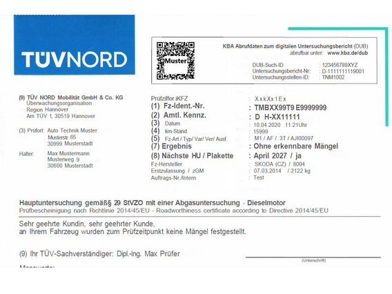 Musterprüfbericht TÜV NORD