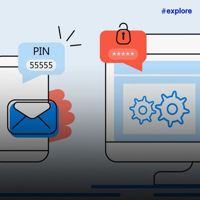 Eine illustrierte Darstellung zeigt ein Smartphone mit E-Mail-Symbol und PIN-Nachricht (55555), das mit einem Computer verbunden ist, auf dem Zahnrad-Symbole und ein Passwort-Feld zu sehen sind. Die Grafik veranschaulicht den Prozess der Zwei-Faktor-Authentifizierung zwischen mobilen und Desktop-Geräten.WiederholenClaude kann Fehler machen. Bitte überprüfen Sie die Antworten.