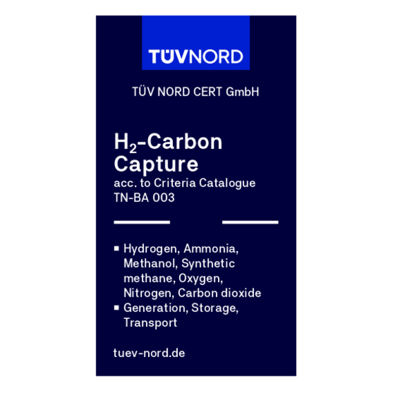 TÜV NORD test mark for our TÜV NORD H2 Carbon Capture label