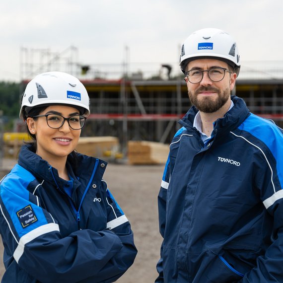 Two engineers on a construction site