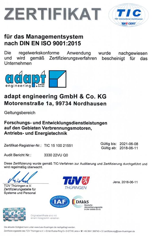 Zertifikat adapt engineering