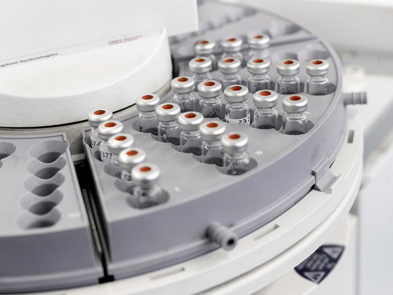 Test tubes located in an analyser
