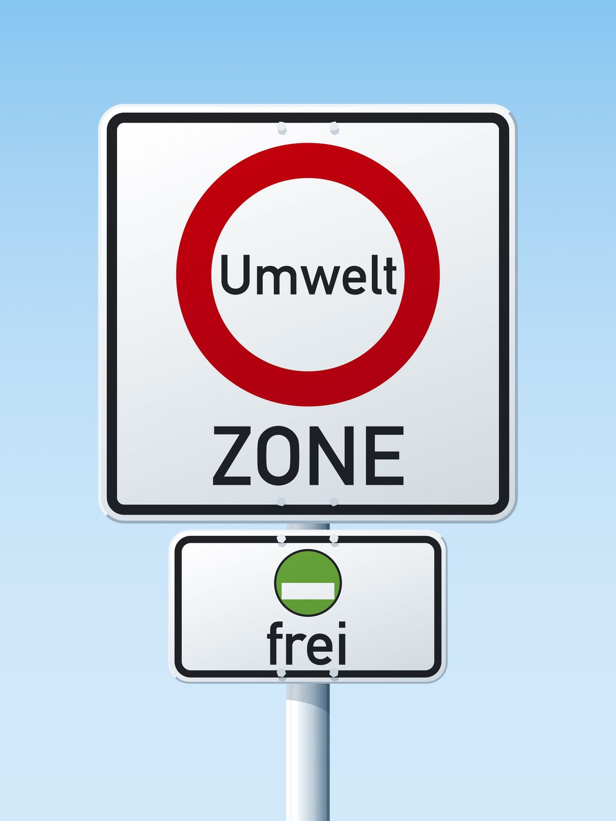 Verkehrszeichen Umweltzone mit Zusatzzeichen