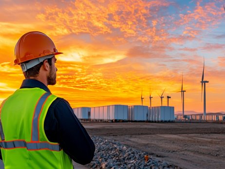 Arbeiter mit Helm und Sicherheitsweste