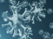 Group of virus cells. 3D illustration of Coronavirus cells