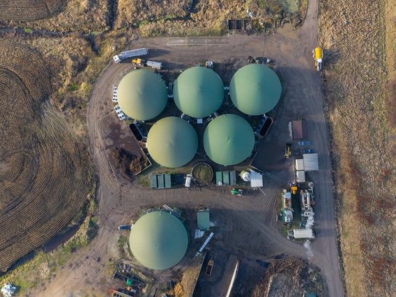 Luftaufnahme einer Biogasanlage