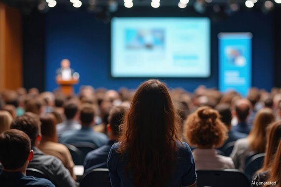 Blick in den Konferenzsaal mit zahlreichen Teilnehmenden, die einem Vortrag beim internationalen Symposium zur Freisetzung radioaktiver Materialien folgen.