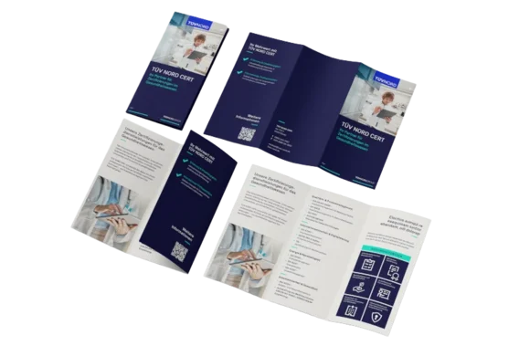 Mock-up des TÜV NORD-Flyers zum Thema Gesundheitswesen