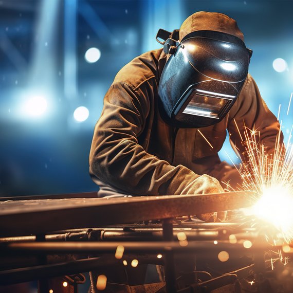Schweißer mit Schutzmaske am Schweißen
