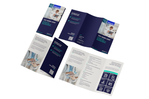 Mock-up des TÜV NORD-Flyers zum Thema Gesundheitswesen