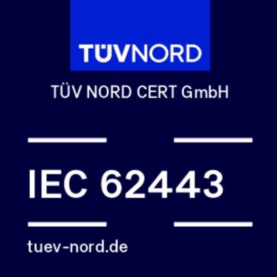 Prüfzeichen der IEC 62443 der TÜV NORD CERT GmbH