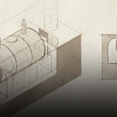 Zeichnung einer Dampfmaschine