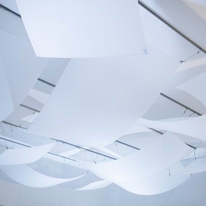 Acoustic panels Acoustic panels hanging from the ceiling