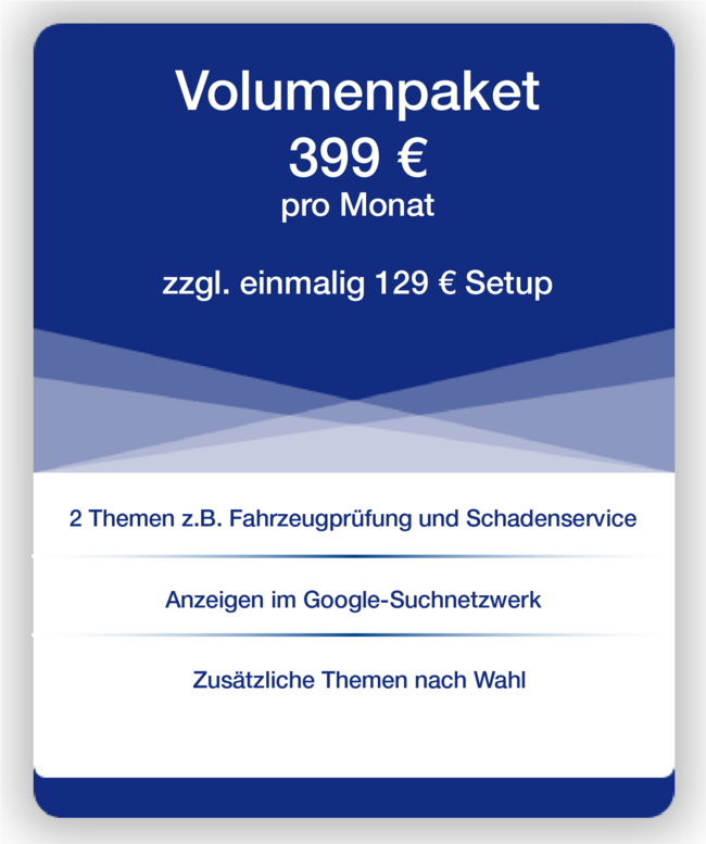 Volumenpaket Google AdWords Google AdWords Volumen-Paket