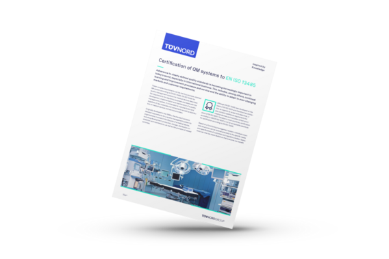 Mockup of the TÜV NORD Factsheet about ISO 13485