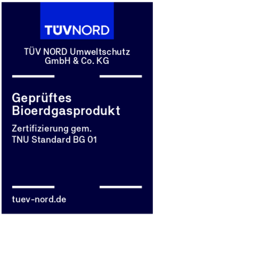 TÜV NORD Prüfzeichen für geprüftes Biogasprodukt