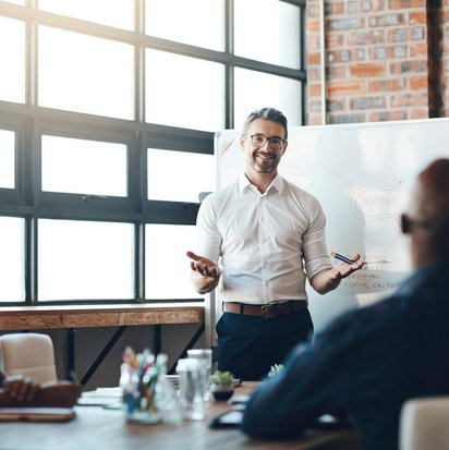 Training mit mit Whiteboard-Präsentation